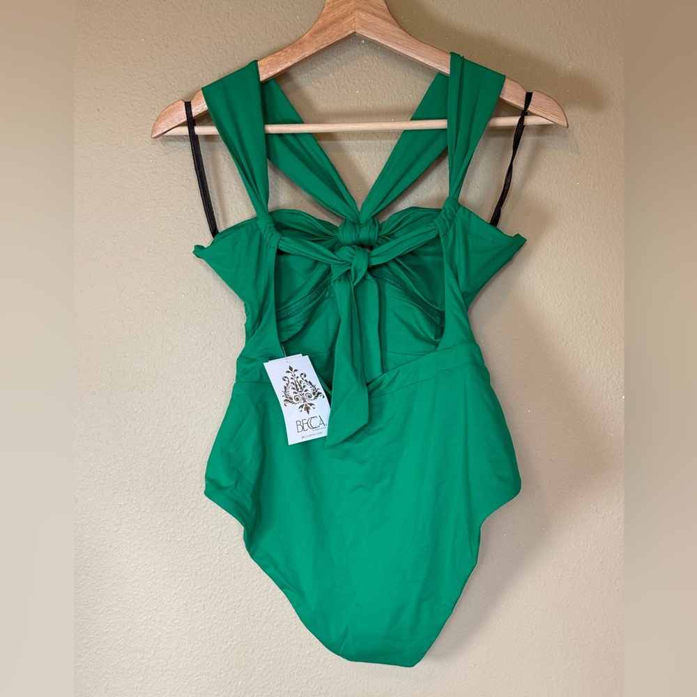BECCA Green Convertible Bandeau One-Piece NWT Medium - Picture 3 of 7